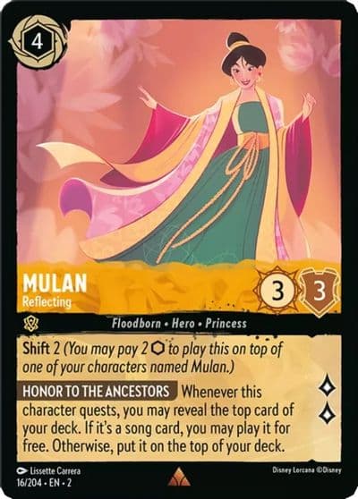 Mulan Reflecting Rise of the Floodborn Lorcana card