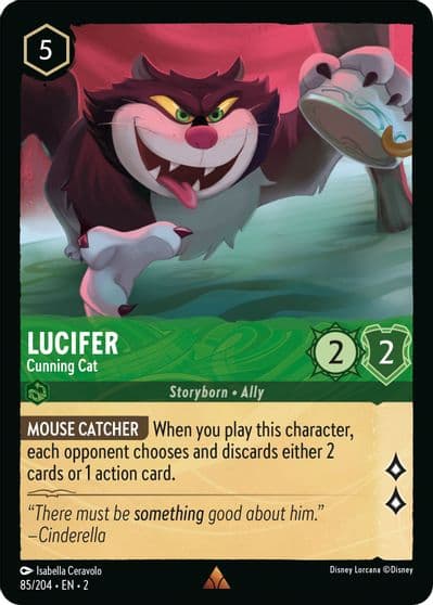 Lucifer Cunning Cat Rise of the Floodborn Lorcana card