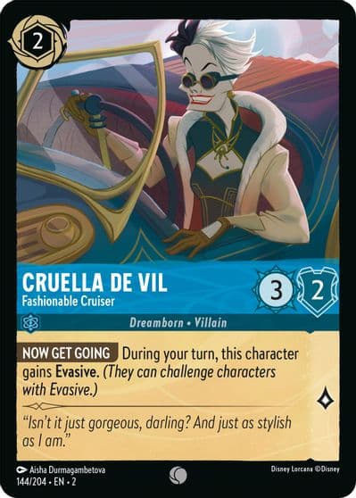 Cruella De Vil Fashionable Cruiser Rise of the Floodborn Lorcana card