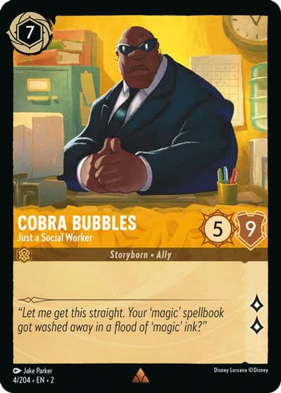 Cobra Bubbles Just a Social Worker Rise of the Floodborn Lorcana card