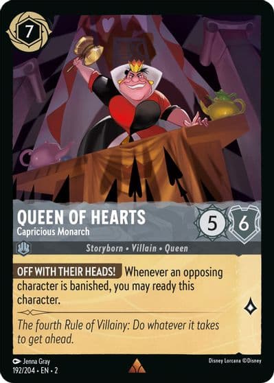 Queen of Hearts Capricious Monarch Rise of the Floodborn Lorcana card