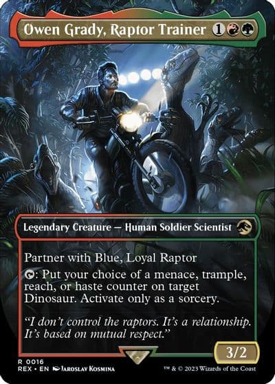 Owen Grady Raptor Trainer Borderless Universes Beyond: Jurassic World Collection Magic card
