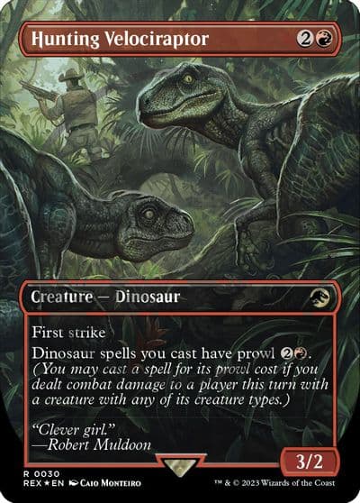 Hunting Velociraptor Borderless Emblem Universes Beyond: Jurassic World Collection Magic card