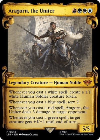 Aragorn the Uniter Showcase Scrolls Universes Beyond: The Lord of the Rings: Tales of Middle-earth Magic card