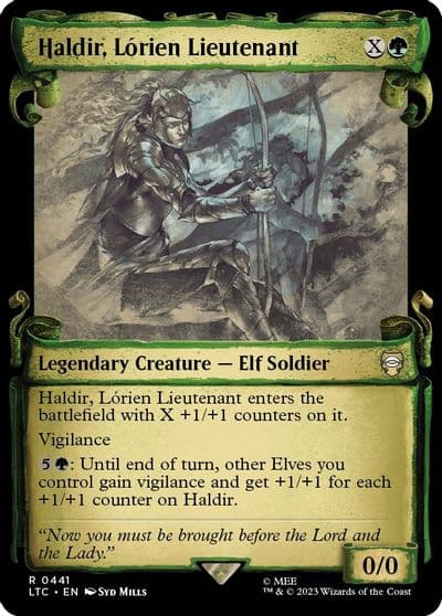 Haldir Lorien Lieutenant Showcase Scrolls Commander: The Lord of the Rings: Tales of Middle-earth Magic card