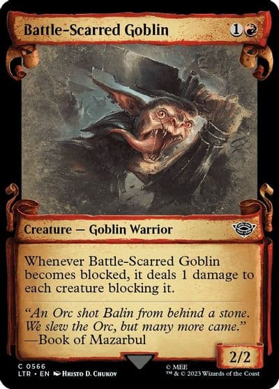 Battle Scarred Goblin Showcase Scrolls Universes Beyond: The Lord of the Rings: Tales of Middle-earth Magic card