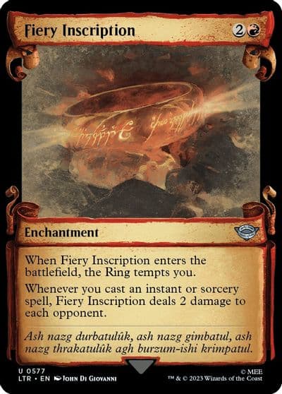 Fiery Inscription Showcase Scrolls Universes Beyond: The Lord of the Rings: Tales of Middle-earth Magic card