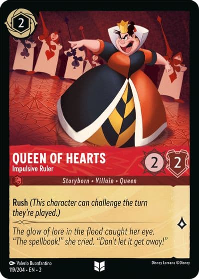 Queen of Hearts Impulsive Ruler Rise of the Floodborn Lorcana card