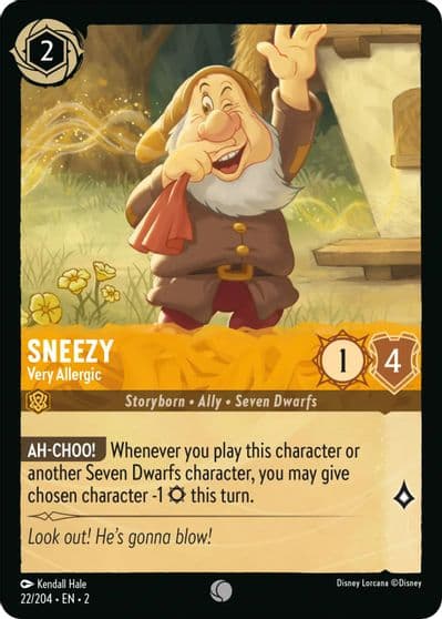 Sneezy Very Allergic Rise of the Floodborn Lorcana card