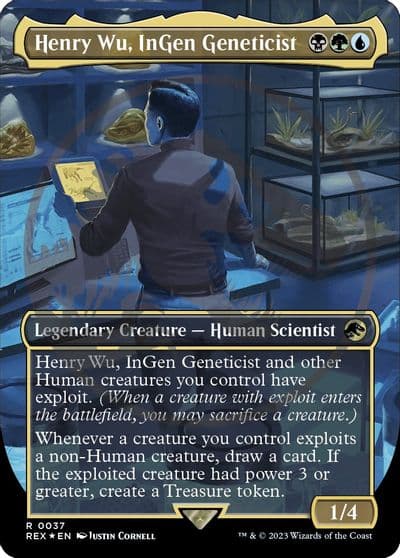 Henry Wu InGen Geneticist Borderless Emblem Universes Beyond: Jurassic World Collection Magic card