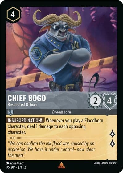 Chief Bogo Respected Officer Rise of the Floodborn Lorcana card