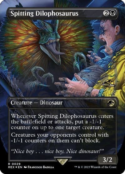 Spitting Dilophosaurus Borderless Emblem Universes Beyond: Jurassic World Collection Magic card