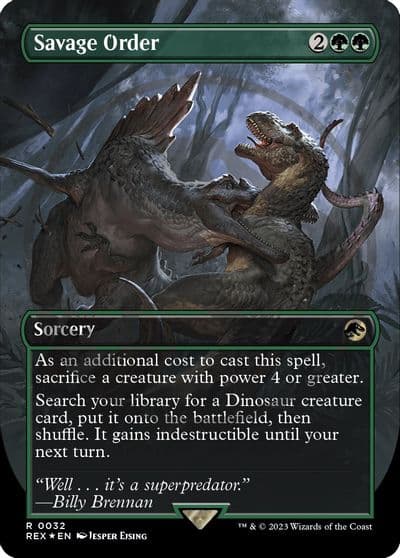 Savage Order Borderless Emblem Universes Beyond: Jurassic World Collection Magic card