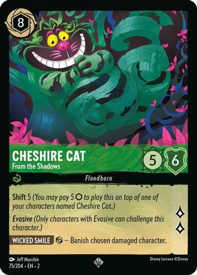 Cheshire Cat From the Shadows Rise of the Floodborn Lorcana card