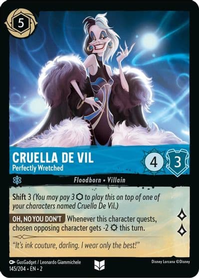 Cruella De Vil Perfectly Wretched Rise of the Floodborn Lorcana card