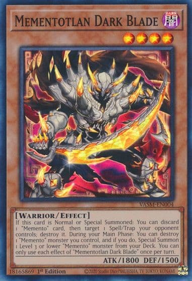 Mementotlan Dark Blade Valiant Smashers Yu-Gi-Oh! card