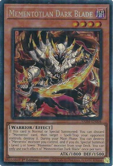 Mementotlan Dark Blade CR Valiant Smashers Yu-Gi-Oh! card