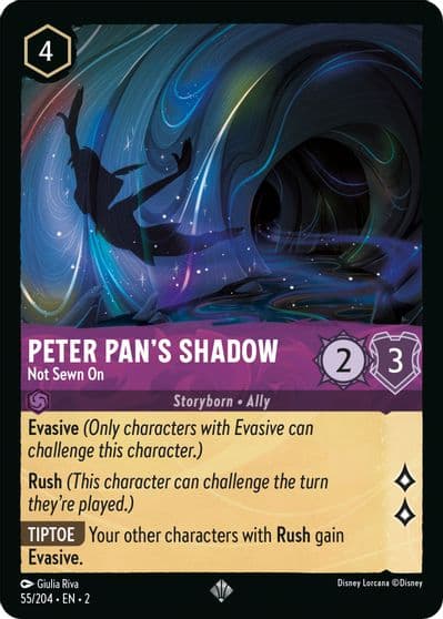 Peter Pans Shadow Not Sewn On Rise of the Floodborn Lorcana card