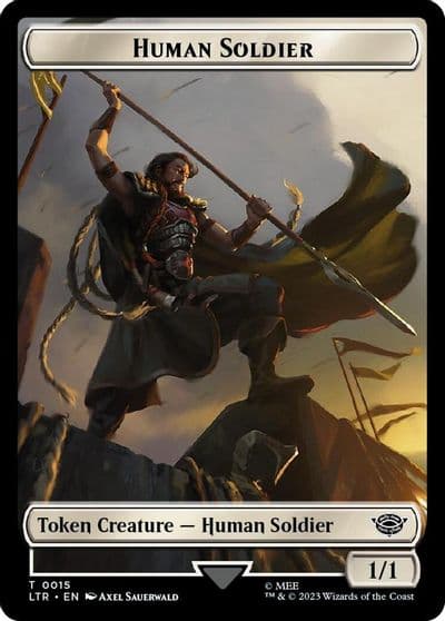 Human Soldier 0015 Food 0022 Double Sided Token Surge Foil Universes Beyond: The Lord of the Rings: Tales of Middle-earth Magic card