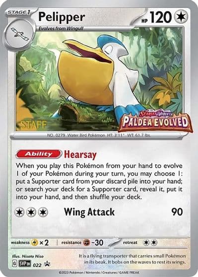 Pelipper - 022 (Prerelease) [Staff] SV: Scarlet & Violet Promo Cards Pokemon card