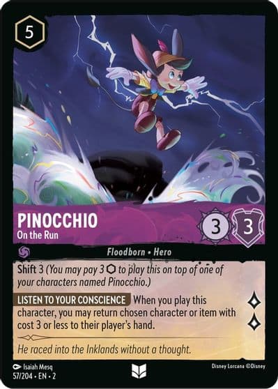 Pinocchio On the Run Rise of the Floodborn Lorcana card