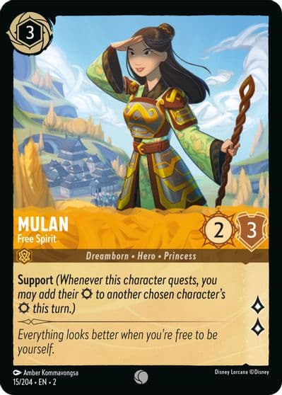 Mulan Free Spirit Rise of the Floodborn Lorcana card