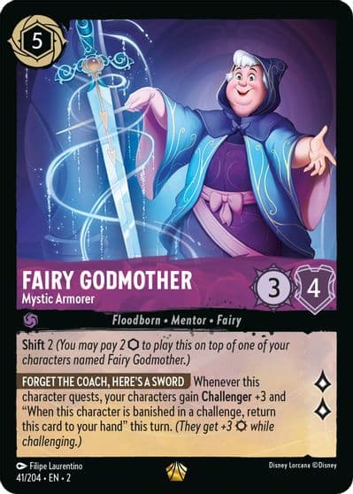 Fairy Godmother Mystic Armorer Rise of the Floodborn Lorcana card