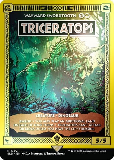 Triceratops Wayward Swordtooth Rainbow Foil Secret Lair Drop Series Magic card