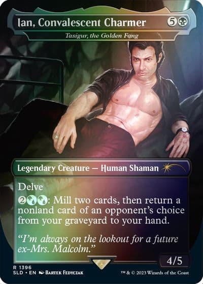 Ian Convalescent Charmer Tasigur the Golden Fang Rainbow Foil Secret Lair Drop Series Magic card