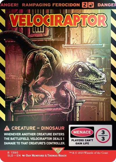 Velociraptor Rampaging Ferocidon Rainbow Foil Secret Lair Drop Series Magic card