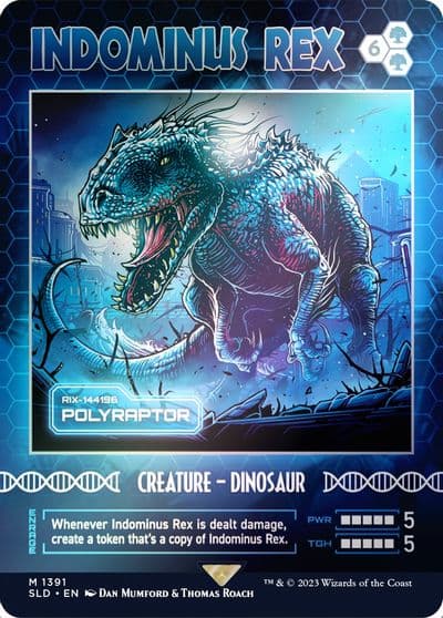 Indominus Rex Polyraptor Rainbow Foil Secret Lair Drop Series Magic card
