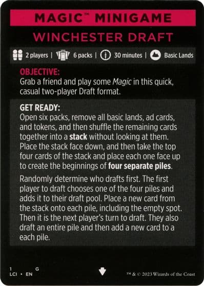 Magic Minigame Winchester Draft The Lost Caverns of Ixalan Magic card