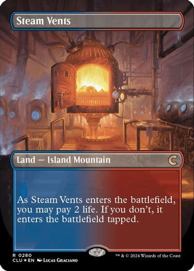 Steam Vents Borderless Ravnica: Clue Edition Magic card