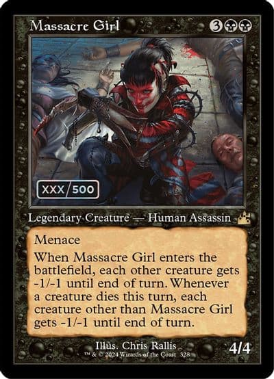 Massacre Girl Retro Frame Serial Numbered Ravnica Remastered Magic card