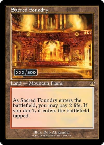 Sacred Foundry Retro Frame Serial Numbered Ravnica Remastered Magic card