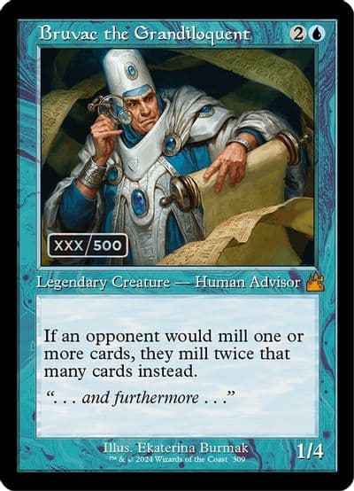 Bruvac the Grandiloquent Retro Frame Serial Numbered Ravnica Remastered Magic card