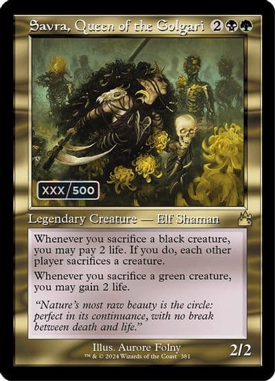 Savra Queen of the Golgari Retro Frame Serial Numbered Ravnica Remastered Magic card