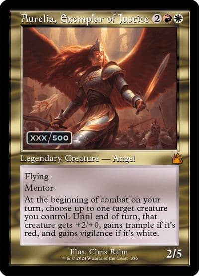 Aurelia Exemplar of Justice Retro Frame Serial Numbered Ravnica Remastered Magic card