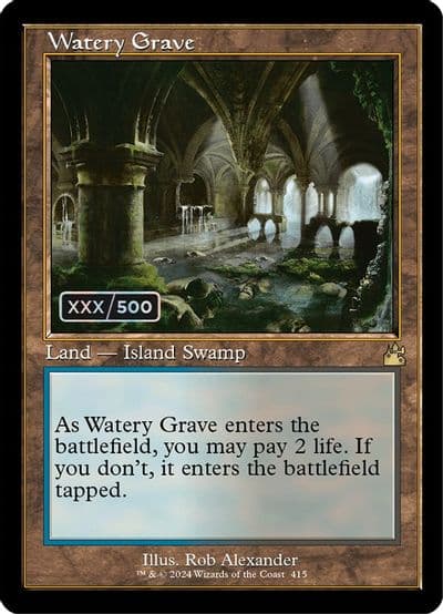 Watery Grave Retro Frame Serial Numbered Ravnica Remastered Magic card