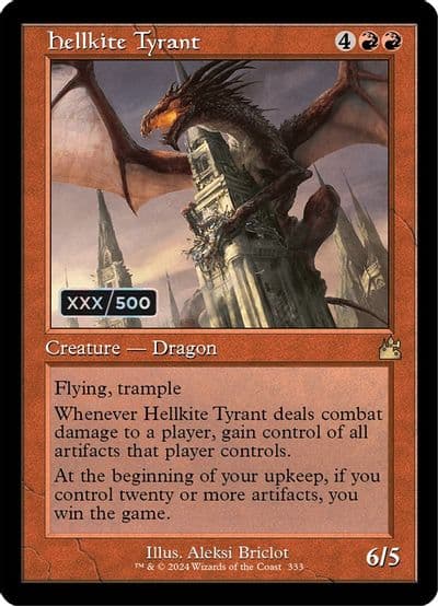 Hellkite Tyrant Retro Frame Serial Numbered Ravnica Remastered Magic card