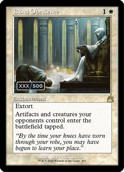 Blind Obedience Retro Frame Serial Numbered Ravnica Remastered Magic card
