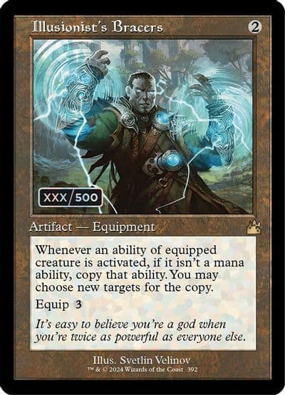 Illusionists Bracers Retro Frame Serial Numbered Ravnica Remastered Magic card