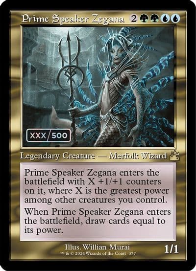 Prime Speaker Zegana Retro Frame Serial Numbered Ravnica Remastered Magic card