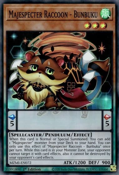 Majespecter Raccoon Bunbuku Maze of Millennia Yu-Gi-Oh! card
