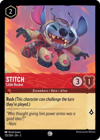 Stitch Little Rocket Into the Inklands Lorcana card