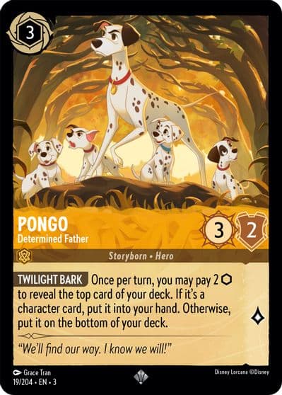 Pongo Determined Father Into the Inklands Lorcana card