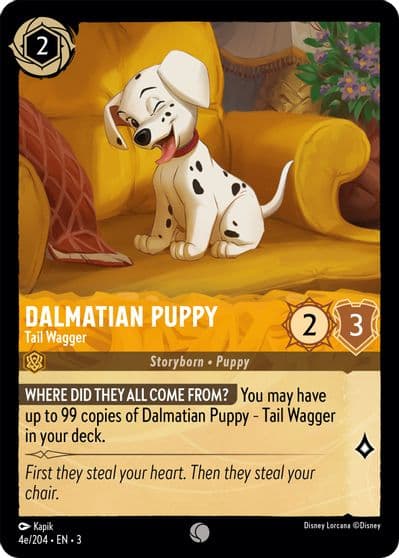 Dalmatian Puppy Tail Wagger 4e 204 Into the Inklands Lorcana card