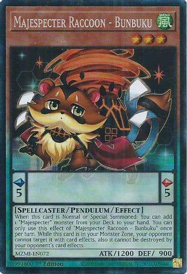 Majespecter Raccoon Bunbuku CR Maze of Millennia Yu-Gi-Oh! card