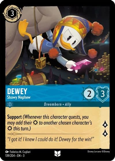 Dewey Showy Nephew Into the Inklands Lorcana card