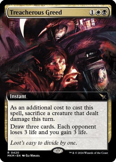 Treacherous Greed Extended Art Murders at Karlov Manor Magic card